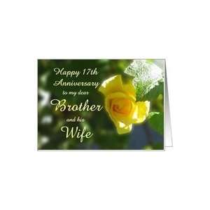 com Happy 17th Anniversary Brother and his Wife   Yellow Rose Flowers 