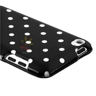 Polka Dot Black Hard Skin Case Cover Accessory for iPod Touch 4th Gen 