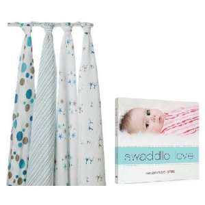 Aden + Anais 4 Pack Star Bright Swaddle Set with Swaddle Love Book