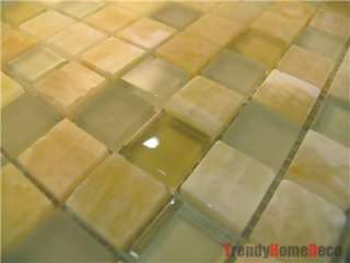   Onyx Beige Glass Mosaic Tile backsplash Kitchen wall sink bath  