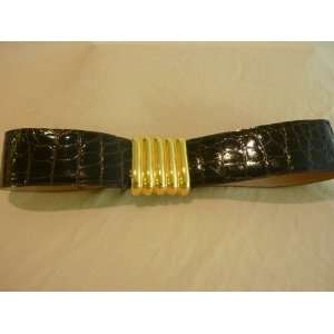  Womans Anne Klein Chocolate Brown Belt with Gold Buckle 