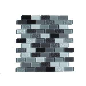  Gray Subway Glass and Stone Mix Tile / Sample