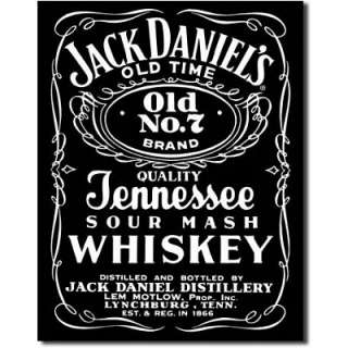 Jack Daniels Bottle Label Black TIN SIGN Shot 12.5x16  