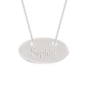    Oval Tag Personalized Name Necklace in 10K White Gold Jewelry