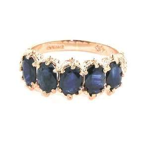  14K Rose Gold Ladies Sapphire 5 Stone English Victorian Style Ring 