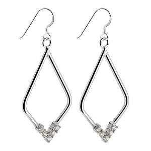   Free Sterling Silver Clear CZ Accents Hoop French Wire Dangle Earrings