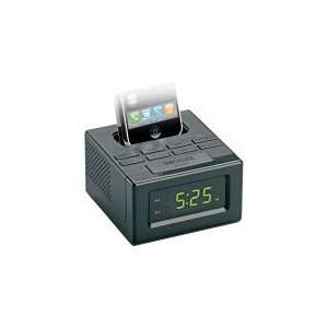  Black Dual Alarm Clock Fm Radio With Ipod/Iphone Dock Led 