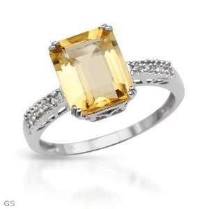 Ring With 2.45ctw Precious Stones   Genuine Citrine and Diamonds Made 
