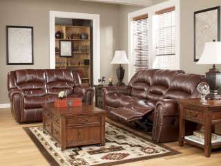 MALAGA RUSTIC MODERN FAUX LEATHER RECLINER SOFA COUCH SET LIVING ROOM 