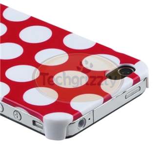 Red w/ White Dot Rear Case+PRIVACY FILTER for Sprint Verizon AT&T 