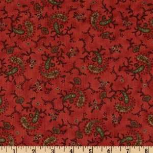  45 Wide Harvest Moon Paisley Burgandy Fabric By The Yard 