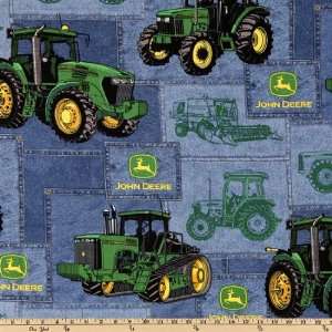  44 Wide John Deere Jeans Patch Blue Fabric By The Yard 