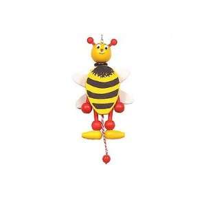 Wooden bee jumping jack ornament 