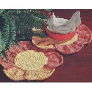 Vintage Crochet PATTERN to make   Flower Hot Pad Mat Pot Holder. NOT a 
