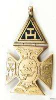 KNIGHTS TEMPLAR Masonic Fob   14k & 10k Yellow GOLD Antique 1800s 