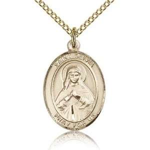  Gold Filled 3/4in St Olivia Medal & 18in Chain Jewelry