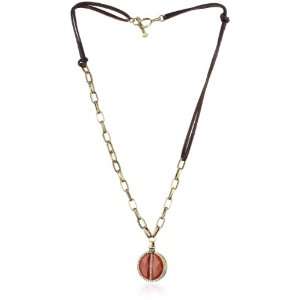 Paige Novick Barcelona Red Jasper Medallion and Leather Necklace