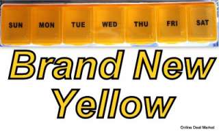 JUMBO WEEKLY 7Day PILL ORGANIZER Medicine TABLET Yellow  