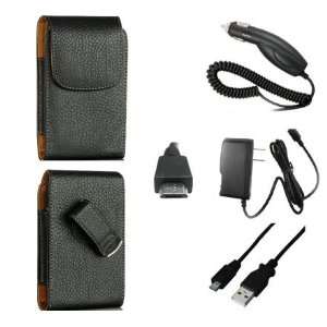 For HTC EVO 3D Premium Leather Pouch Case + Premium Car Charger + USB 