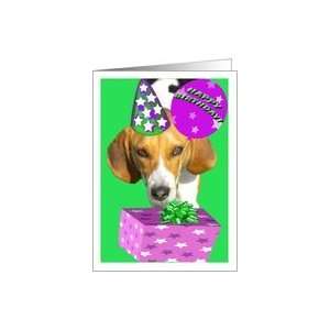 Husband Birthday Beagle Hound Dog W/Birthday Hat, Balloon and Birthday 