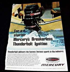 1969 AD Vintage MERCURY BOAT MOTOR THUNDERBOLT Breakerless print AD 