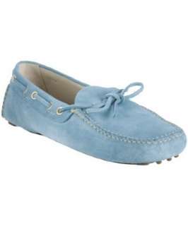 Car Shoe sky blue suede boatstitched driving loafers   up to 