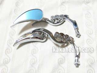 Motorcycle Skeleton 10mm Rear View Chrome Mirrors NEW B  