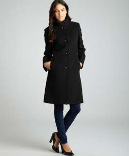 Cinzia Rocca black wool cashmere standing collarcoat