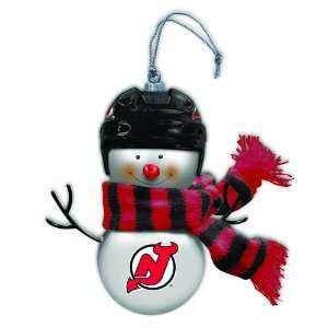  Pack of 2 NHL New Jersey Devils Blown Glass Snowman Christmas 