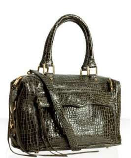 Rebecca Minkoff grey croc embossed leather Mab Mini bag with strap 