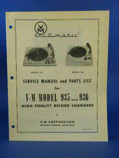 Voice of Music Service Manual 935 936 Record Changer  