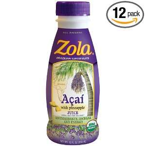 Zola Brazilian Superfruits Acai Juice with Pineapple, 12 Ounce Bottles 