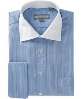Hickey Freeman classic blue striped french cuff dress shirt   