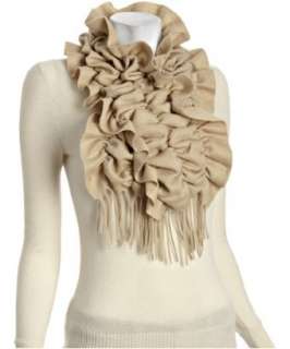 Sayami warm sand cashmere fringe squiggle scarf   