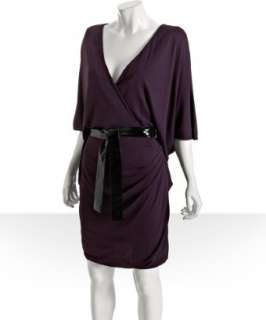 Gucci violet jersey v neck belted batwing dress   