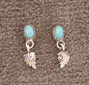   Leaf Post Earrings Navajo Sterling Silver .925 Native American  