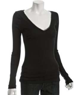 linQ black jersey v neck chiffon trim hourglass top   up to 70 