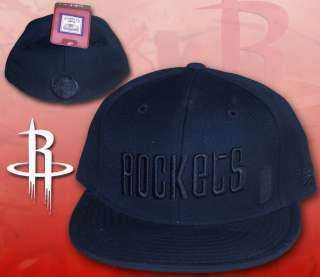 Houston Rockets hat cap All Black Reebok Fitted size 8  