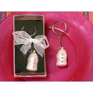  Pink Baby Bottle Keychains Baby