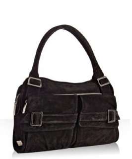Kooba black suede Edie pocket buckle shoulder bag   up to 70 