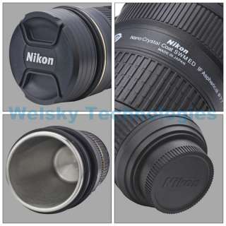 Nikon Camera Lens Cup 24 70mm THERMOS Coffee Mug + Pouch ZOOM ABLE 