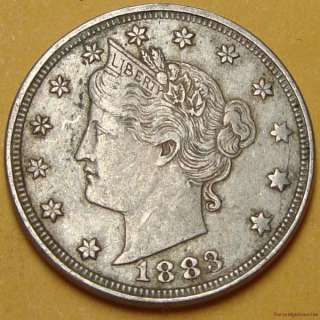 1883 V Liberty Barber Nickel Almost Uncirculated AU Coin #A7794 High 