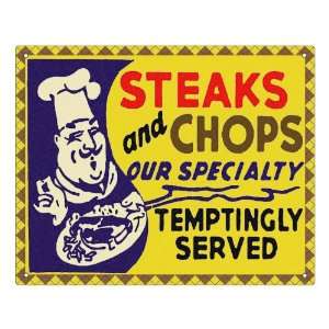  Butcher shop meat Sign steak pork chops deli / vintage 