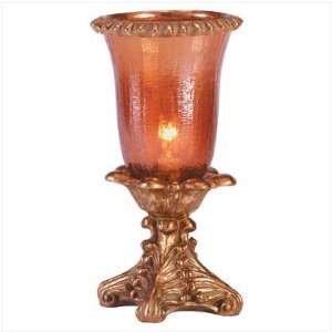  Amber Crackle Hurricane Lamp