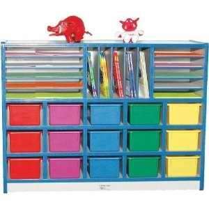 Grey Glace / 15 Tray Cubbie Unit with Letter Slots w/o Trays by Mahar 