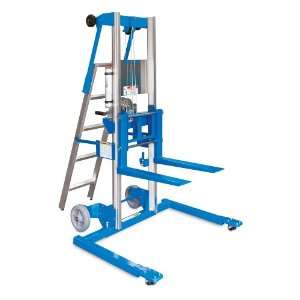  Straddle Base Material Lift with Ladder and Steel Forks, 140 Lift 