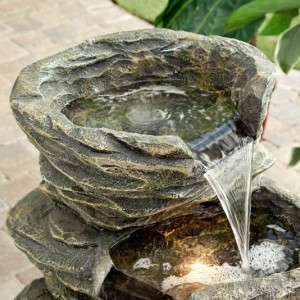 Five Level Pond Waterfall Outdoor Water Fountain with Halogen Lights 