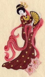 ORIENTAL WOMAN   EMBROIDERED HAND TOWELS by Susan  