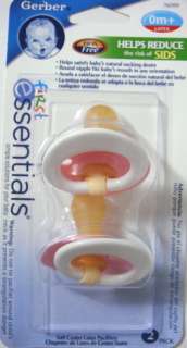 NIP GERBER SOFT CENTER LATEX PACIFIERS PINK / WHITE  