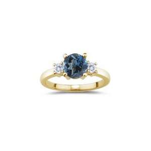   Cts London Blue Topaz Three Stone Ring in 18K Yellow Gold 5.5 Jewelry